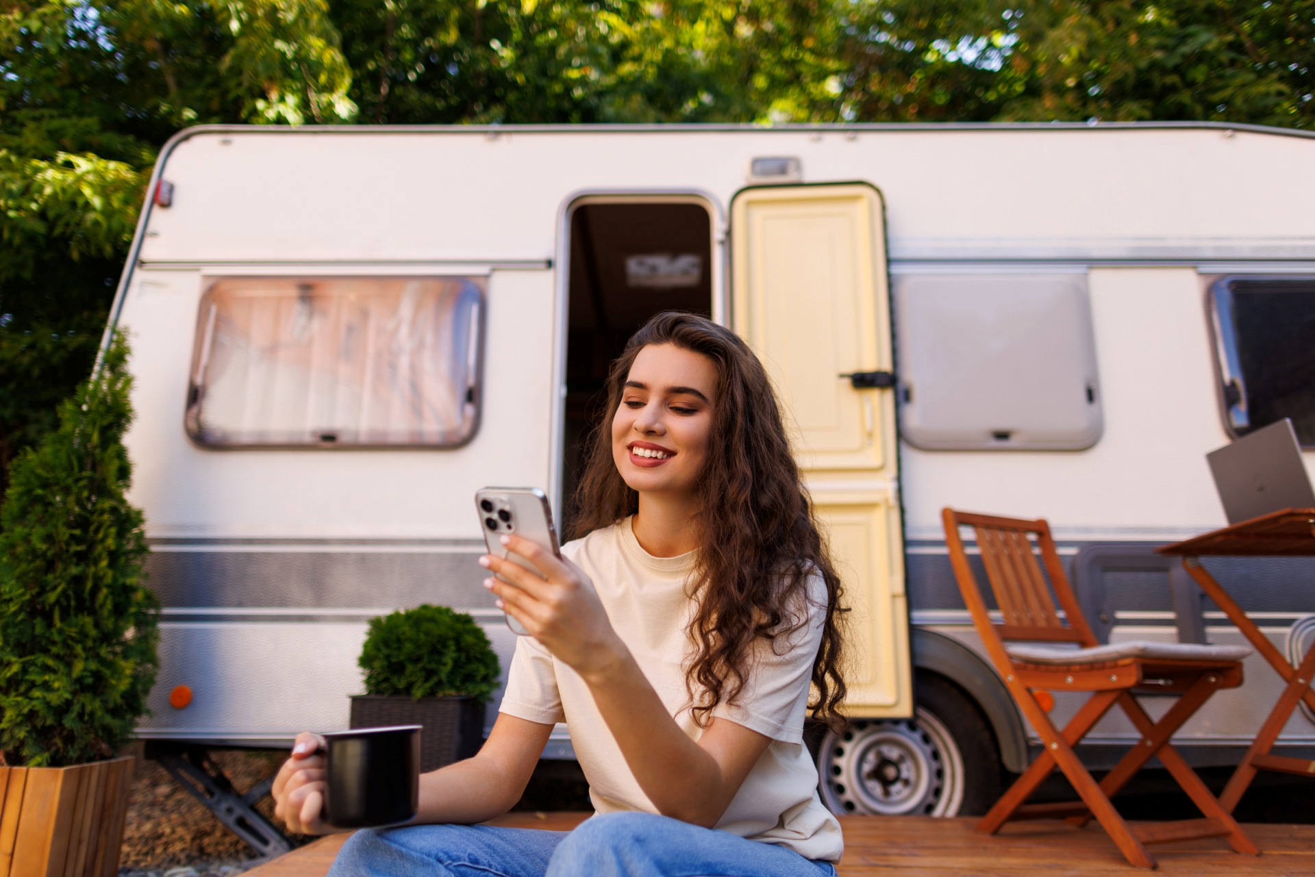 RV sites and outdoor gathering area at Camp Landa RV Resort
